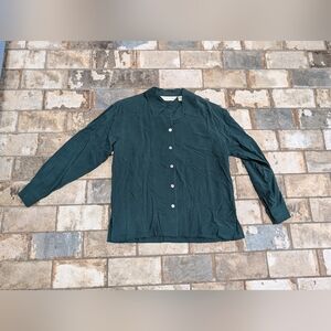 Casual Corner Women's Small Teal Blouse - Button Down Long Sleeve - Turquoise